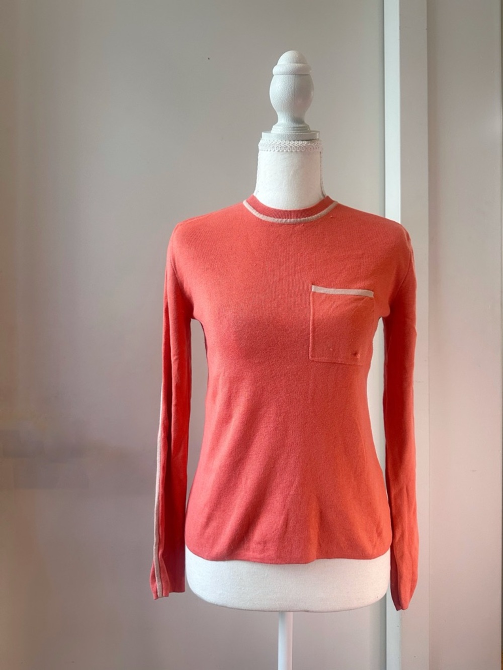 Equipment orange Long-Sleeve Knit Top with Pocket